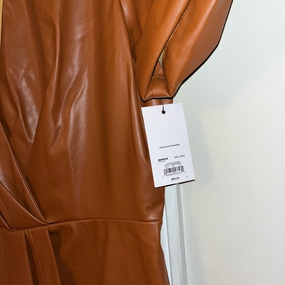NWT, Nine West Brown Faux Leather Dress, Size Large - Picture 5 of 8
